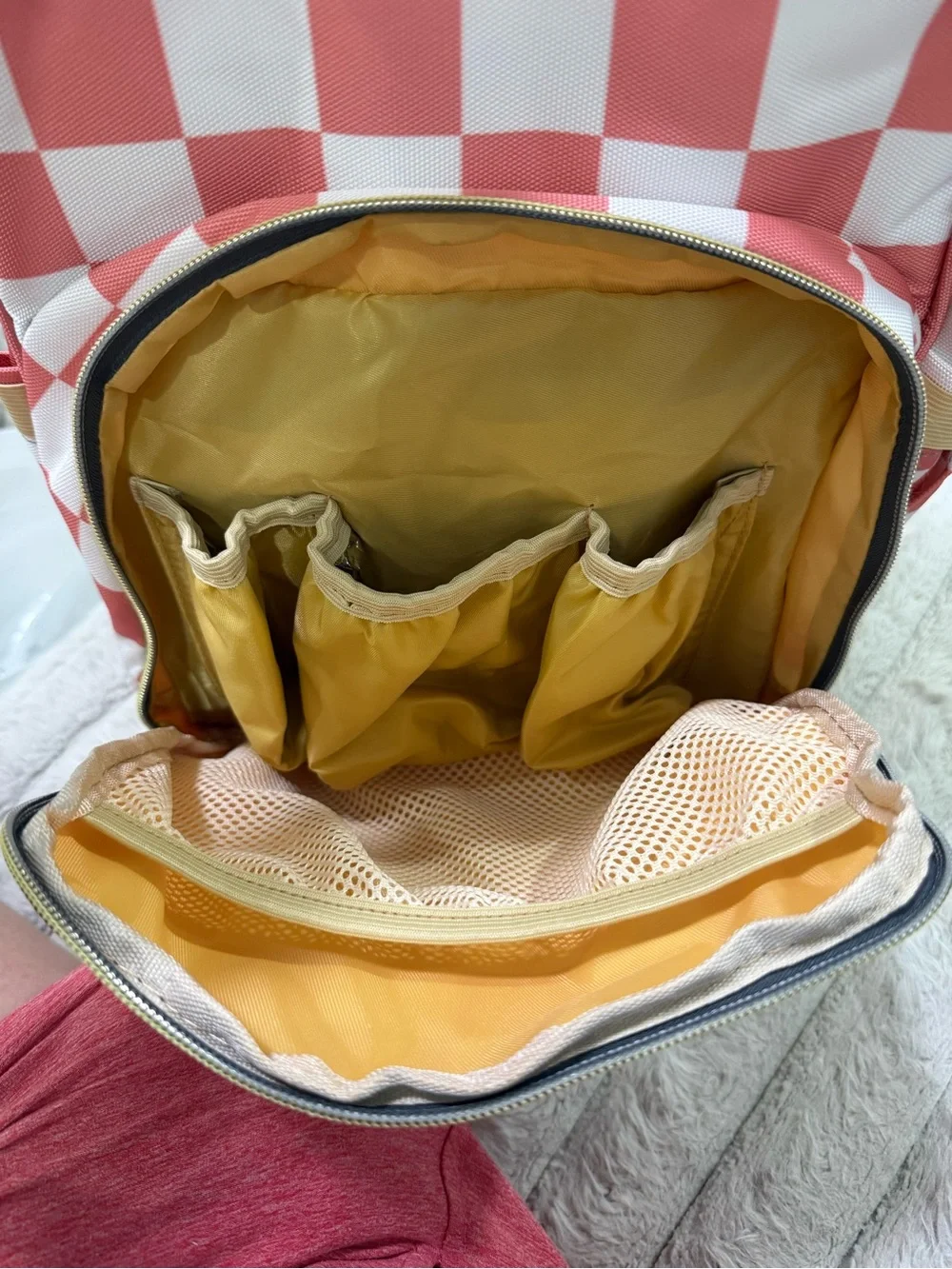 Checkerboard Pink and White diaper bag
